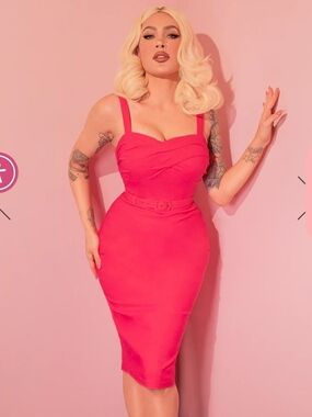 Vixen Hot Pink Jaw Breaker Wiggle Dress Sz M